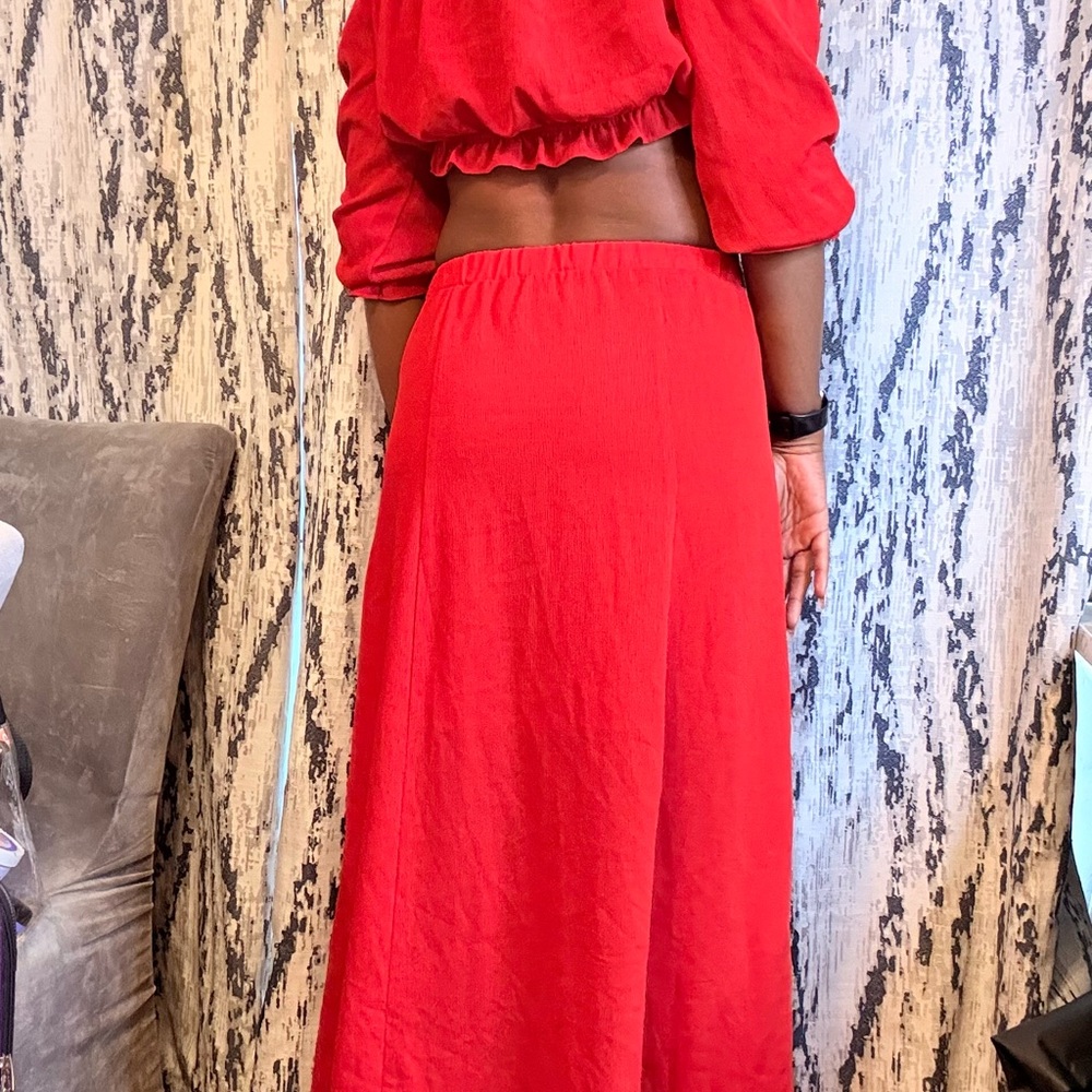 Simple Red Ruffled Smocked Two Piece Set - Picture 12 of 12